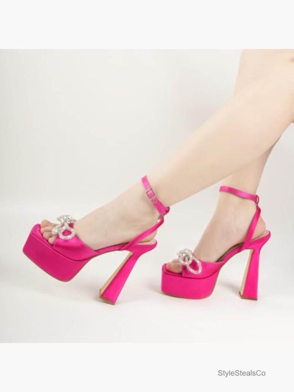 Women's Chunky Platform Heels Lace Up Ankle Strap Prom Sandals - Picture 7 of 7
